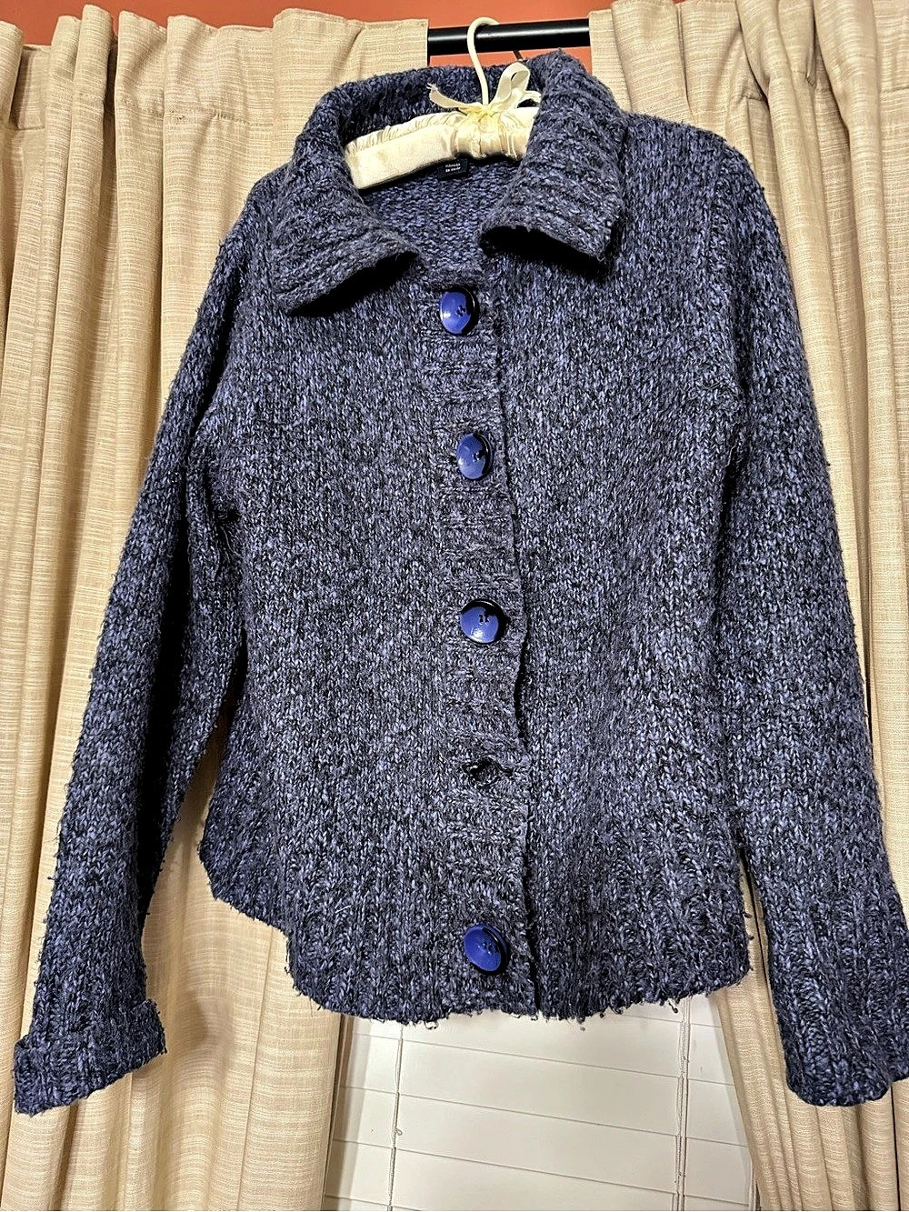Wind River Knit Button-Front Cardigan in Blue Size Medium